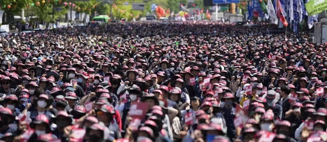 Cada primero de mayo trabajadores salen a protestar por